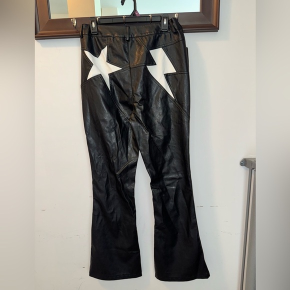 Nasty Gal Black Faux Leather Women’s Flare Pants Size 8 - Picture 5 of 7